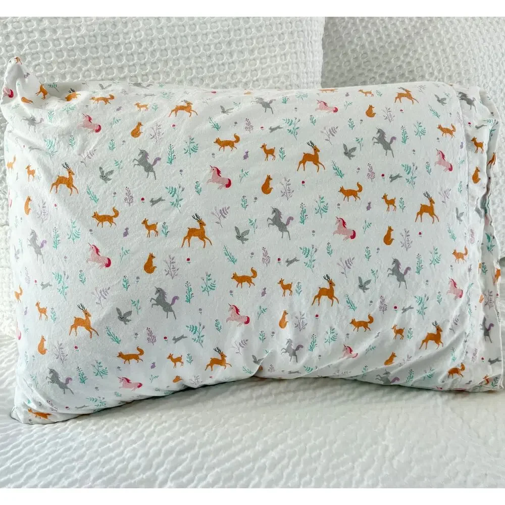 Pillowfort Woodland Animals Unicorn Deer Floral Pillowcase Cotton 27x20 Standard